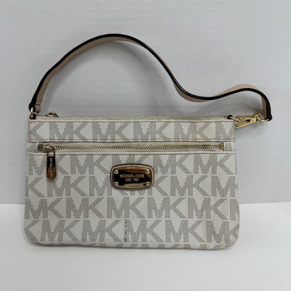 Michael Kors Handbags - Michael Kors Signature MK Monogram Wristlet Small Shoulder Bag 35F1GJSW3B